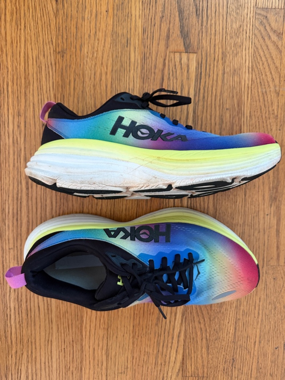 Hoka Bondi  Gradient Rainbow Running Sneakers - limited edition!  Women’s 10